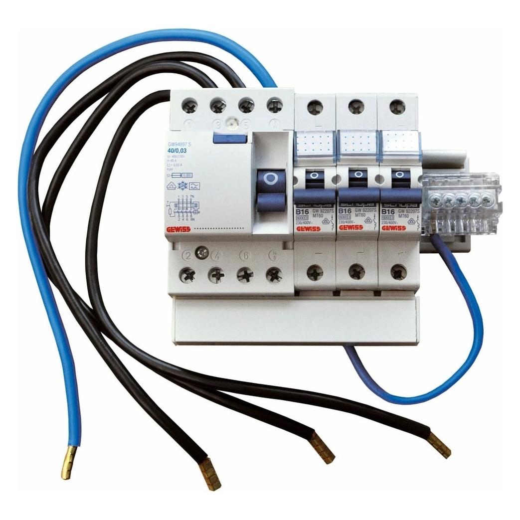 Gewiss GEWI GW96080 Zähler-Abgangs-Kit3xAutomat 1pol. B16, 1xFi40/0,03 3pol. (GW96080)