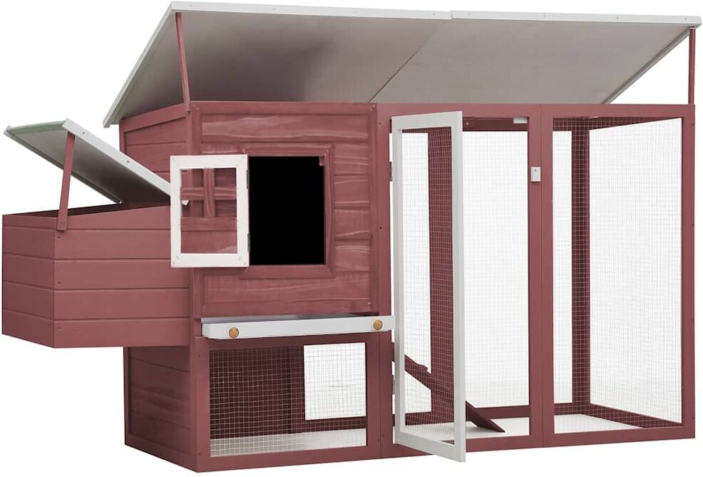 vidaXL Gallinero con 1 jaula para huevos madera marrón Marrón