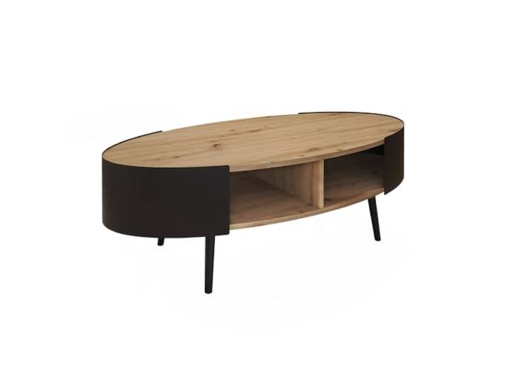 Vicco Couchtisch Lofta, Schwarz, 120 x 60 cm mit Ablagefläche für Zeitschriften und Fernbedienungen
