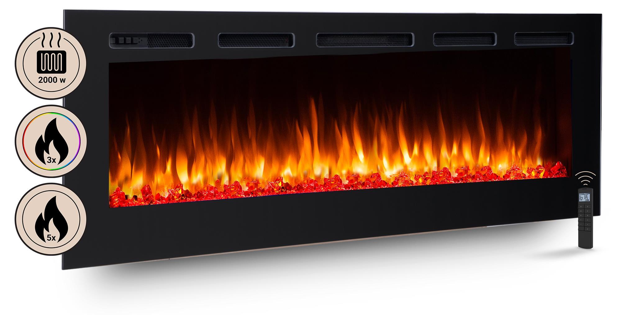 Elektrokamin Einbaukamin BALDERIA Fiamma 68 - Heizung bis 2000 W, schwarz