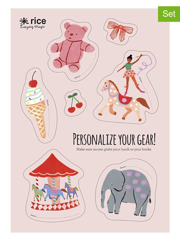 Rice 2er-Set: Lunchbox-Sticker in Rosa - onesize