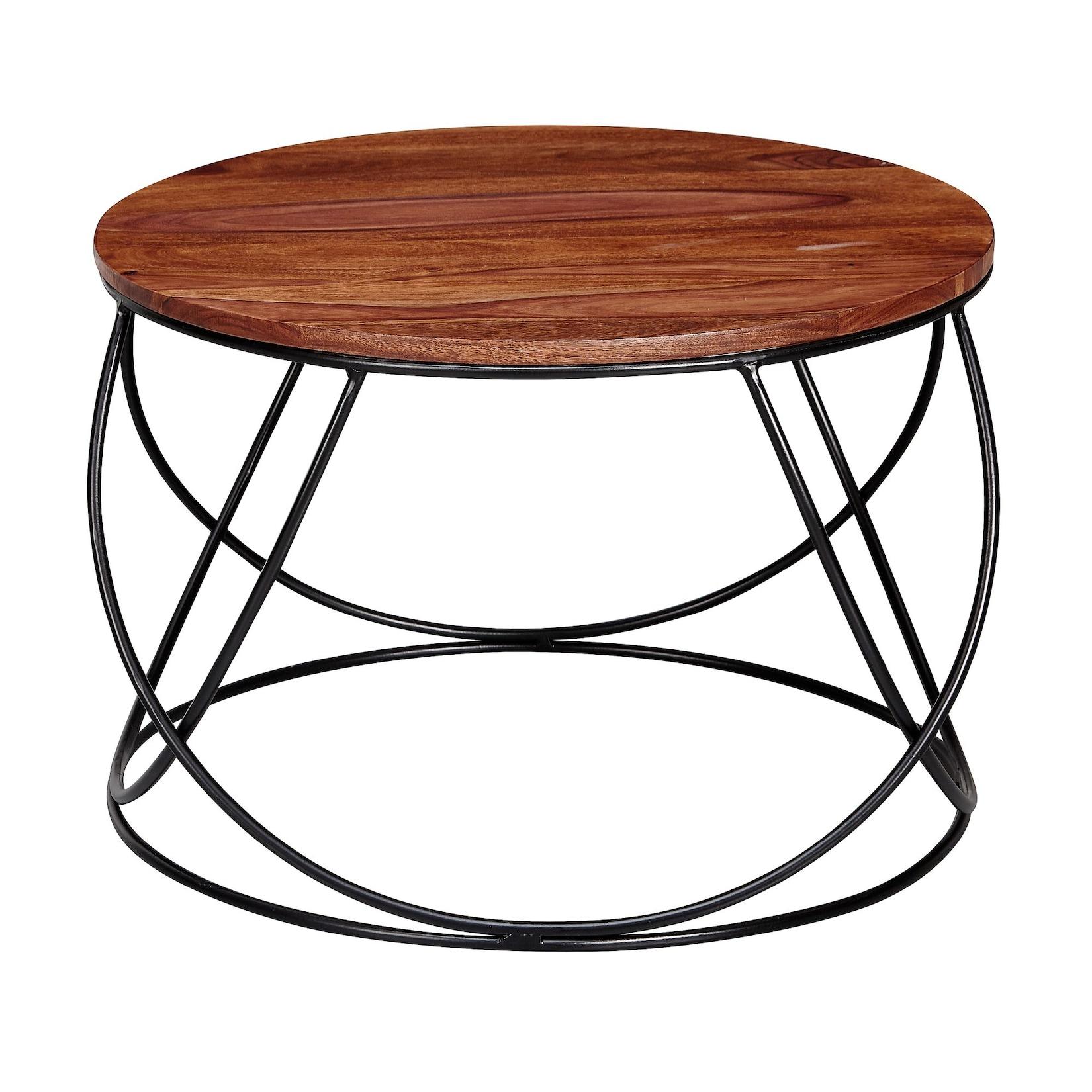 KADIMA DESIGN Industrieller Couchtisch aus handgefertigtem Sheesham-Massivholz, Wohnzimmer-Trend