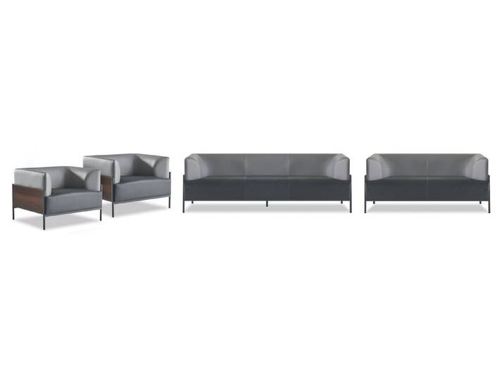 Xlmoebel Polstergarnitur Komplett Optimal Ledersofas 4tlg Komfort Schwarz, (Polstergarnitur, 4-tlg., 4-tlg), Made in Europa