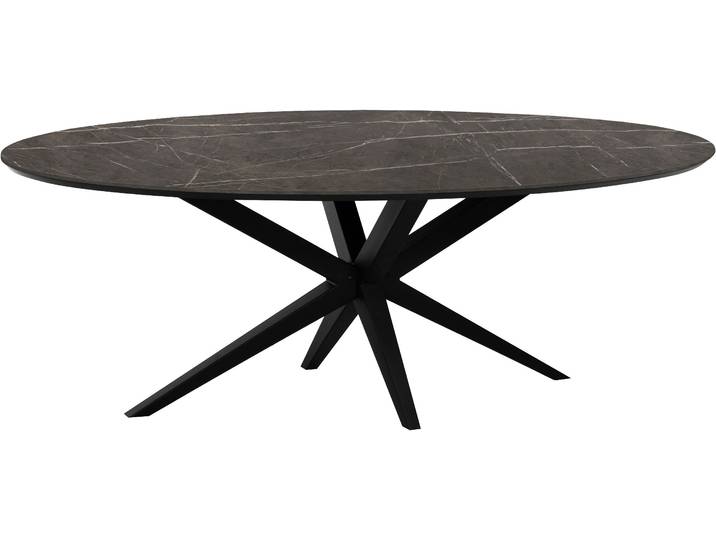 Esstisch OMG DESIGN Wellington , grau (pedra, schwarz, pedra), B:250cm H:77cm T:128cm, Tische, Esstisch, Hochwertige Melamin-Tischplatte mit Metallgestell