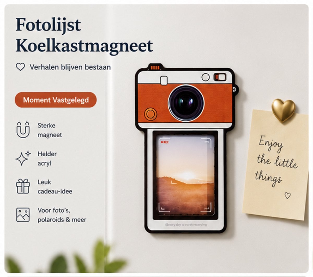 Hawa XW Fotolijst Koelkastmagneet met Camera Design - Magnetische Acryl Fotohouder in Vintage Stijl - 2 Designs
