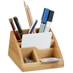 Relaxdays Schreibtisch Organizer Bambus Hellbraun