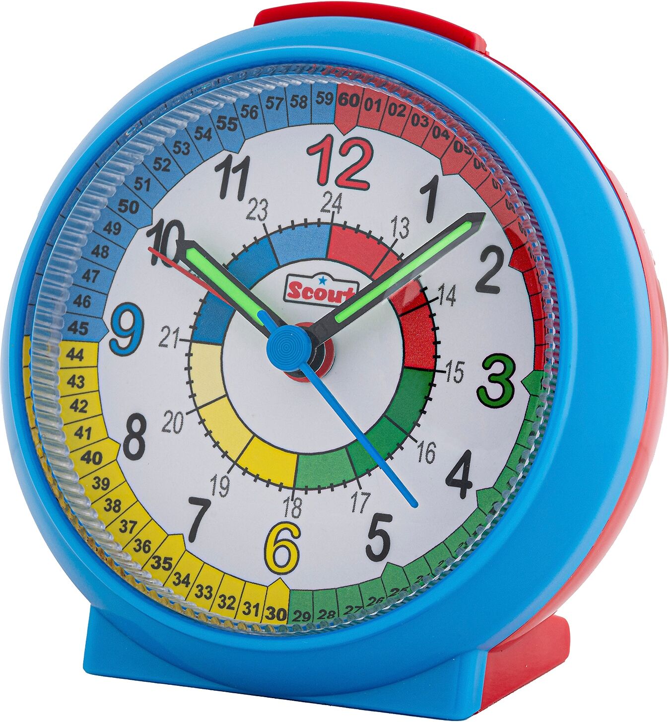 Kinderwecker SCOUT "LearnTheTime", blau, Wecker, Kinder, Kinderwecker, Lernwecker, Geschenkidee, Mädchen, Jungen, Kinderzimmer, Schulanfang