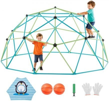 VEVOR Klimkoepel Geometrisch Klimrek met Handschoenen en 2 Basketballen, Multicolour, Breedte: 305 cm