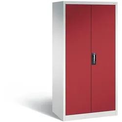 C+P Werkstattschrank | HxBxT 195x93x60cm | Lichtgrau/Rubinrot von PROREGAL