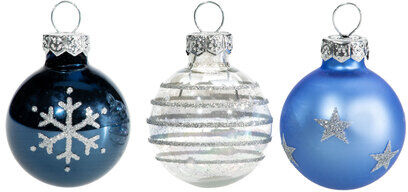 Weihnachtskugeln aus Glas, blau-transparent, 3 cm Ø, 9 Stück