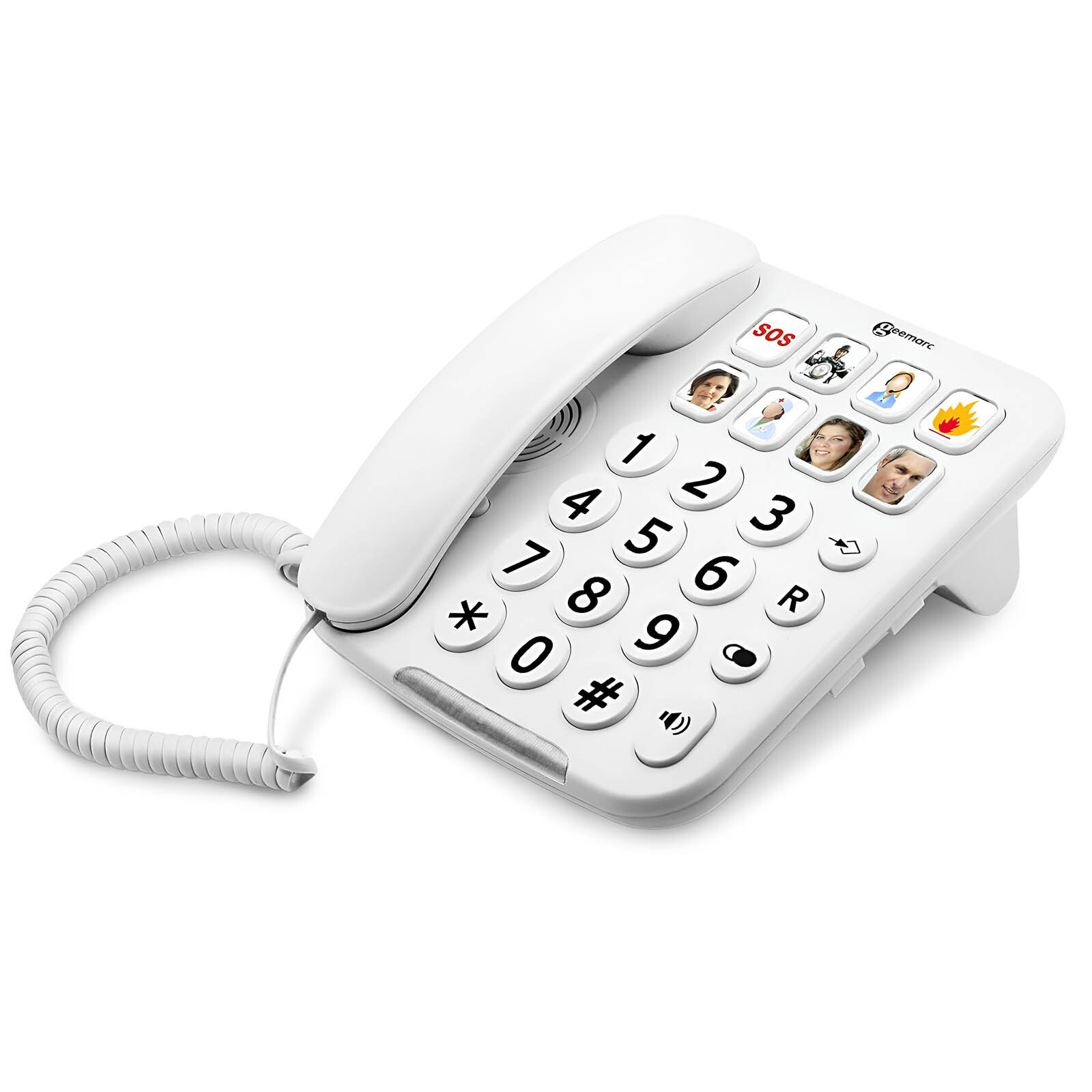 Geemarc Boost Tasten PhotoPhone 110 seniorentelefoon met extra functies, wit