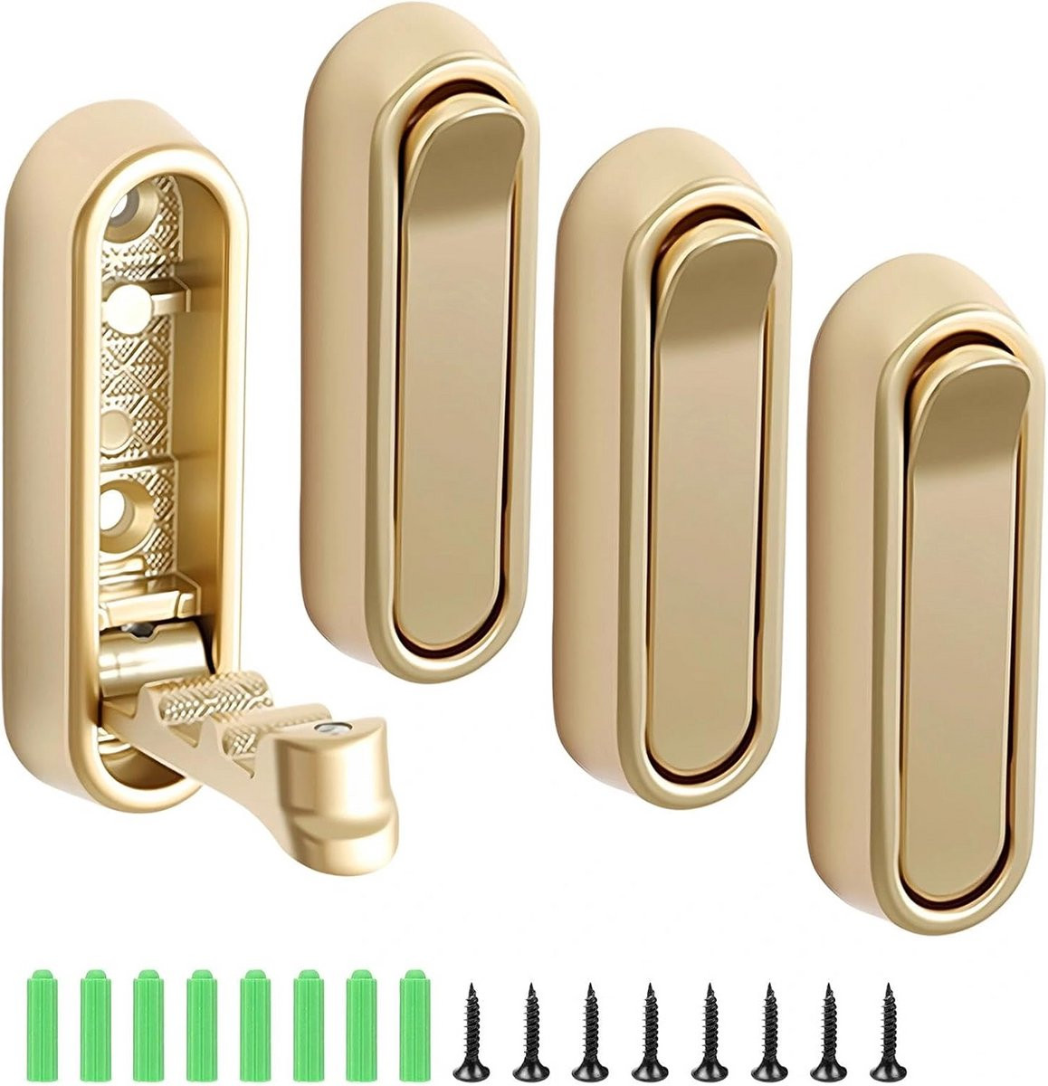 4x Inklapbare Wandhaken met Gouden Afwerking voor Badkamer en Keuken