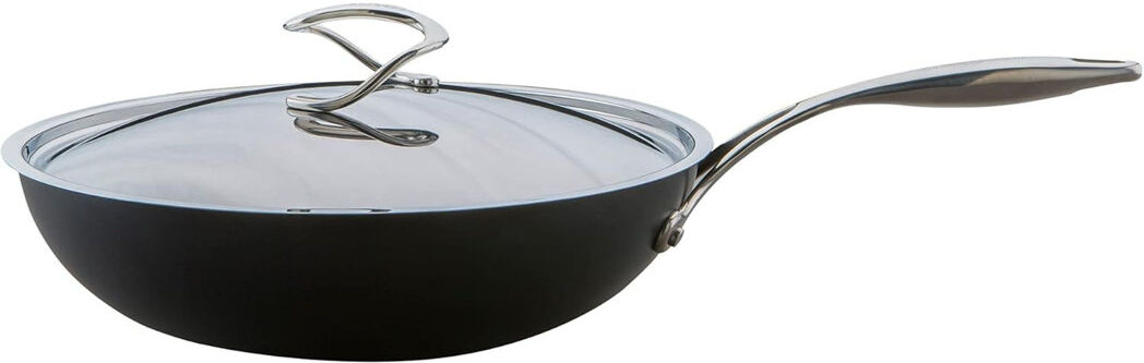 Meyer Circulon Style Hard Anodised Non Stick Stirfry with Lid 30cm - Black Black 13cm