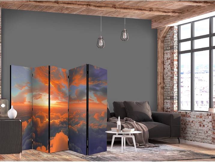 Paravent aube et nuages 2 faces Autres Rouge 225 x 172cm