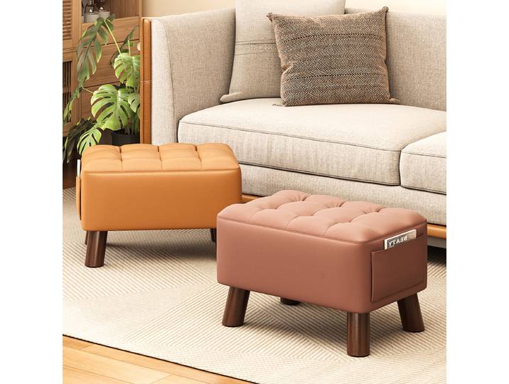 Petit tabouret pour la maison, tabouret de canapé minimaliste pour salon, tabouret de table basse, repose-pieds créatif en cuir, tabouret carré, petit