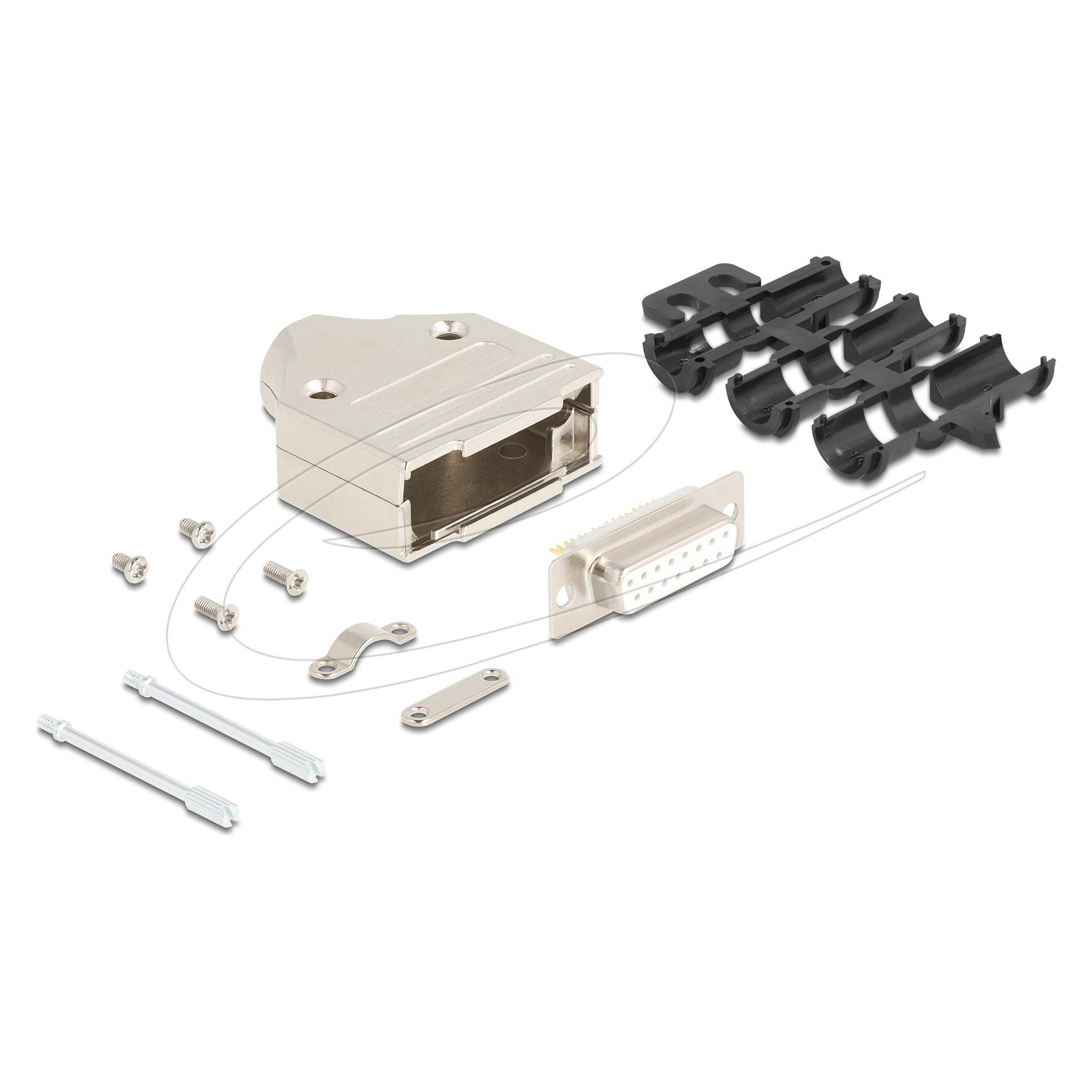 Delock Sub-D Steckergehäuse 15 Pin aus Metall inklusive Stec (67133)