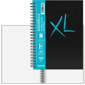 Canson Aquarellpapier XL Aquarelle, Buch, A5, 300 g/m², weiß, Hard Cover, 34 Blatt