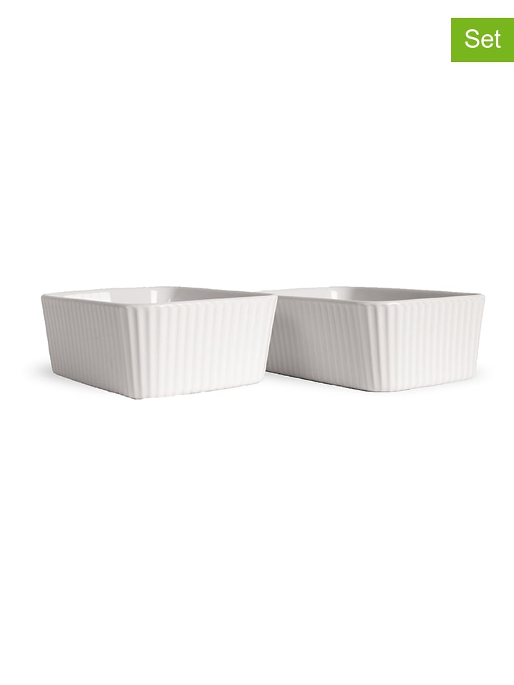 Sagaform 2er-Set: Mini-Ofenformen ''Flora'' in Weiß - (B)12,5 x (H)4,5 x (T)9 cm - onesize