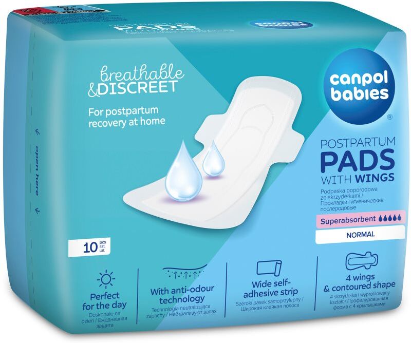 Canpol babies Postpartum Pads With Wings serviettes hygiéniques de maternité jour 10 pcs