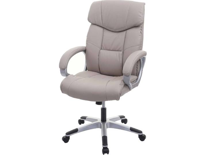 Bürostuhl HWC-A71, Chefsessel Drehstuhl, Kunstleder - taupe-grau