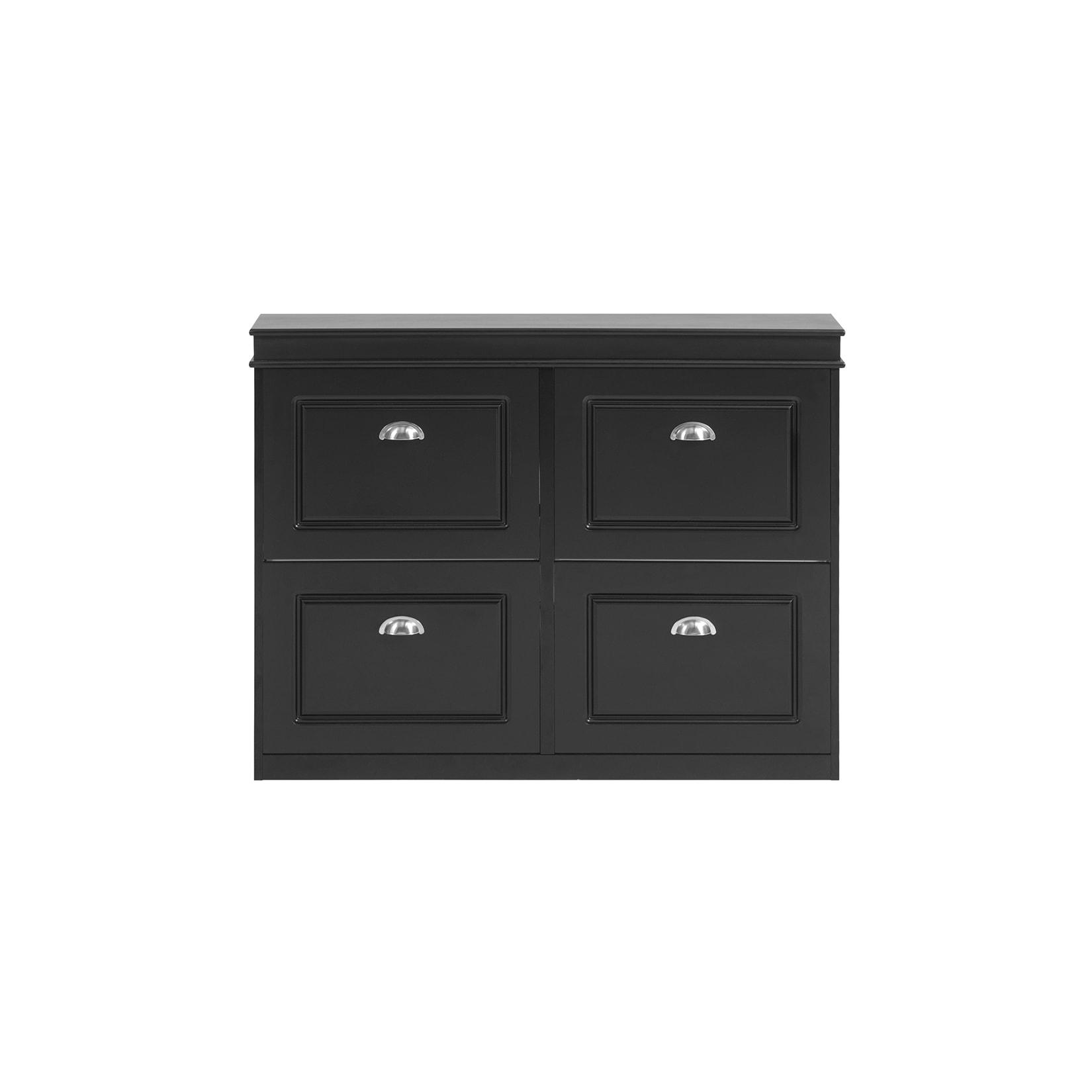 SoBuy Schuhschrank mit 4 Türen Schwarz 105x24x83cm Modern