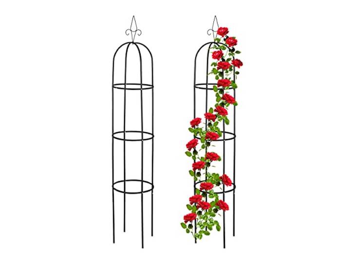 Relaxdays Rankhilfe Obelisk, 2er Set, 200 cm hoch, schwarz