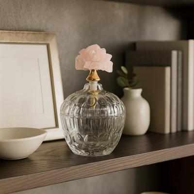 Sagebrook Home Alexander Stone And Glass Bottle, Bud, Clear, Pink Knobs, Stunning Statement in Any Room