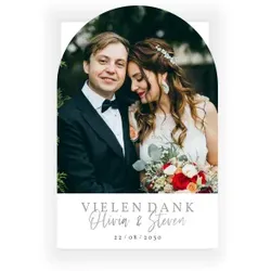 Dankeskarte Hochzeit: Torbogen mit Foto in Grün