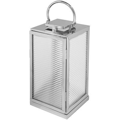 Kerzenlaterne FINK "MALAGA", silber (silberfarben), H:48cm Ø:24cm, Metall, Kerzenhalter, mit bruchsicherem Glas