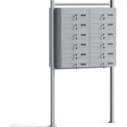 Wiltec, Briefkasten Zubehör, 12er Briefkastenanlage silberfarben 2x6 Standbriefkasten Briefkasten Post