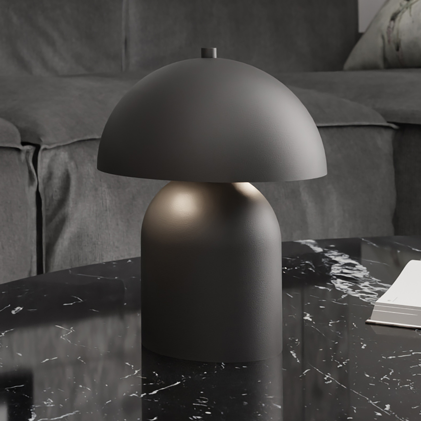 home24 Tafellamp Mush zwart, metaal, G9