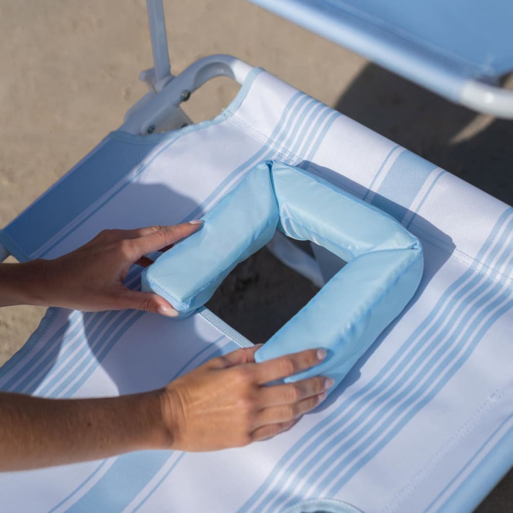 Flamingueo Chaise plage inclinable parasol polyester bleu Bleu 68x101x73cm