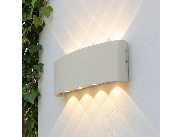 Applique d'extérieur LED Ithan, blanche, à 5 lampes, 27 cm - Lindby - Terrasse - Moderne - Aluminium - Angulaire