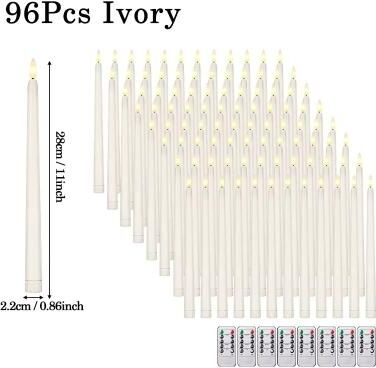 Uplifted Finds Flameless LED Taper Candles   Battery Operated Flickering Faux Candles ivory 96 Pcs