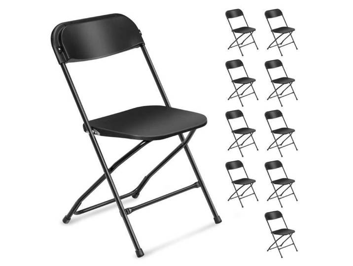 Lot de 10 chaises pliantes en plastique noir chaises pliantes portables pour jardin extérieur