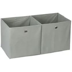 Relaxdays 4 x Aufbewahrungsbox Stoff grau Grau