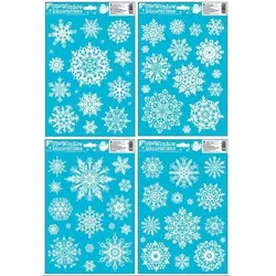 Schneeflocken Glitzer Fenstersticker, 42 x 30 cm, weiß - verschiedene Varianten
