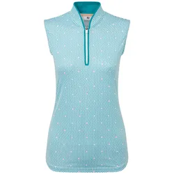 FootJoy Zip Front Tank Printed Damenpoloshirt - Tile Blue / White / Peach / L