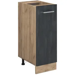 Vicco Apothekerunterschrank R-Line Schwarz Beton Eiche 30 cm ohne Arbeitsplatte