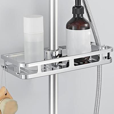 Duschablage Ohne Bohren, ABS, Duschablage Libertà Chrom, Anbringung ohne Bohren an bestehender Duschstange, Duschregal ohne Bohren, einfache Installation auf Stange/Duschsäule