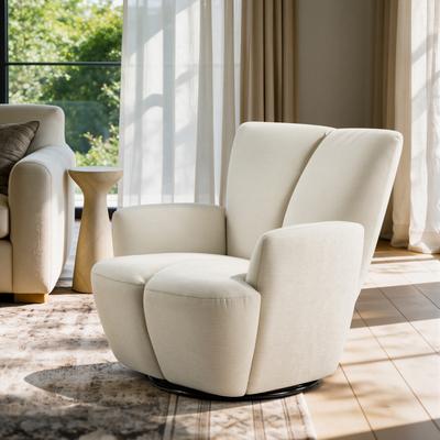 Art Leon Modern Linen-Blend Upholstered Armchair Swivel Accent Chair