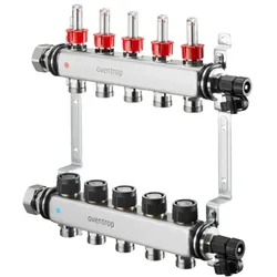 Oventrop Heizkreisverteiler Multidis SF mit Durchflusseinsätzen 0-5 l/min, für 5 Kreise, Heizkörper