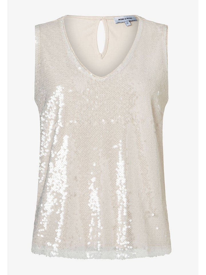 More & More Paillettentop in Creme - 44