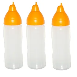 GVK ECO 3 gelbe Quetschflaschen 350 ml tropffrei Ketchupflaschen Senfflasche Mayonaiseflasche