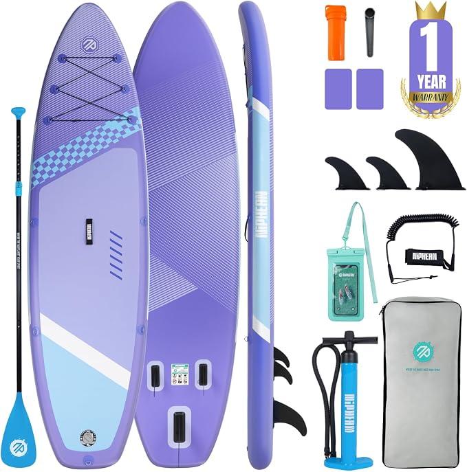 Aufblasbares SUP Mit Premium-Zubehör-Set - Ultraleichtes SUP Board Für Erwachsene & Jugendliche - Rutschfestes Breites Deck Für Stabilität - Robustes Paddleboard Für See, Fluss & Meer | Rutschfestes EVA-Deck, 204 kg Kapazität, aufblasbares Paddelbrett für Erwachsene und Jugendliche aller Schwierigkeitsstufen
