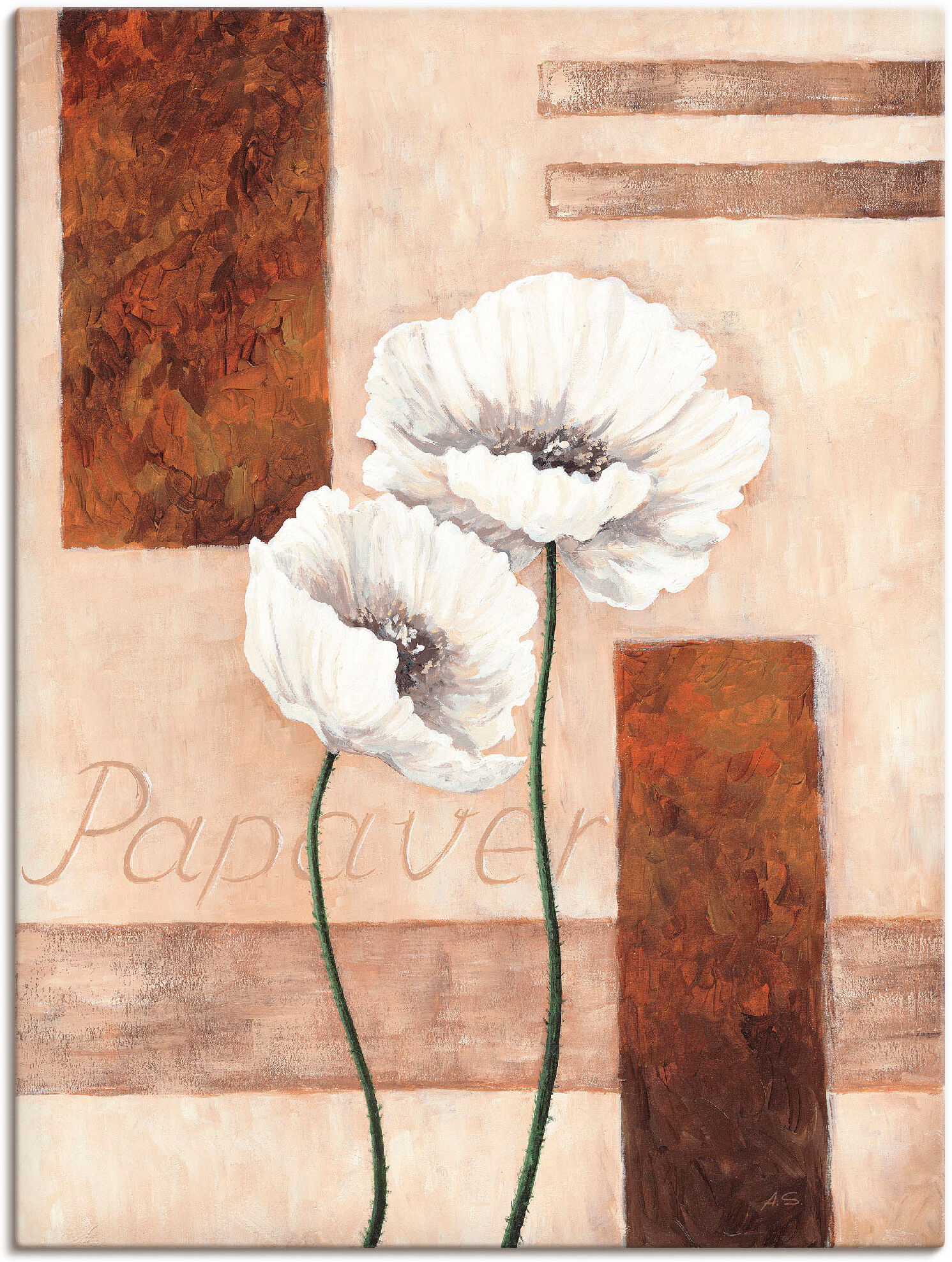 Leinwandbild ARTLAND "Papaver - Mohnblumen", beige (farbe bild(er): naturfarben), B:60cm H:80cm, Bilder, Leinwandbild, auf Holzrahmen gespannt farbe bild(er): naturfarben B/H/T: 60cm x 80cm, Leinwandbild Blumenbilder Hochformat, 1 Stk.