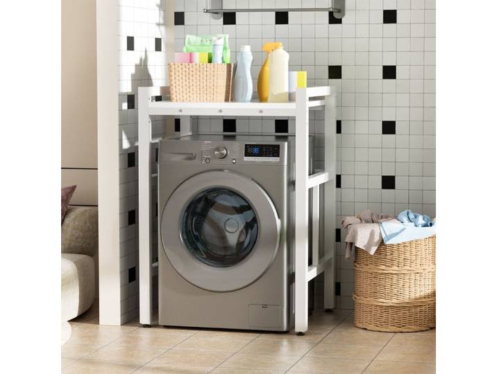 Etagere pour lave linge seche linge grande surface de rangement pour produits lessive COLONNE WC - ARMOIRE WC