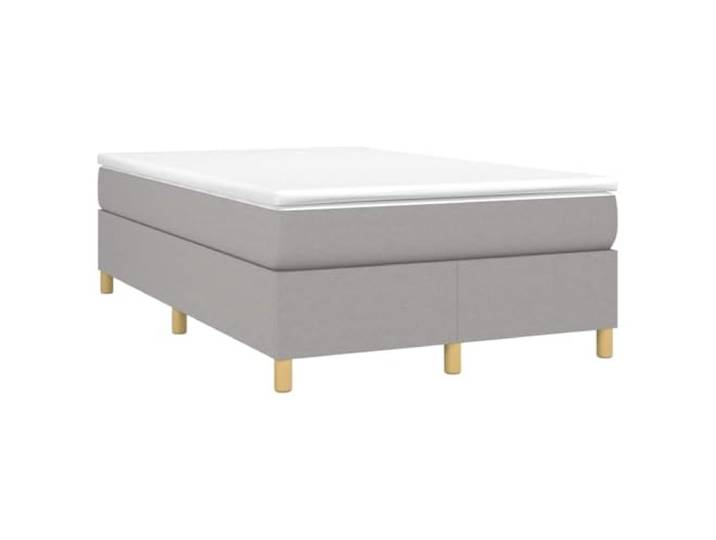 PUGYNBK Boxspringbett mit Matratze, 120 x 190 cm, Hellgrau Gefederter Lattenrost, mittlere Festigkeit, Lattenrost, atmungsaktives Gewebe