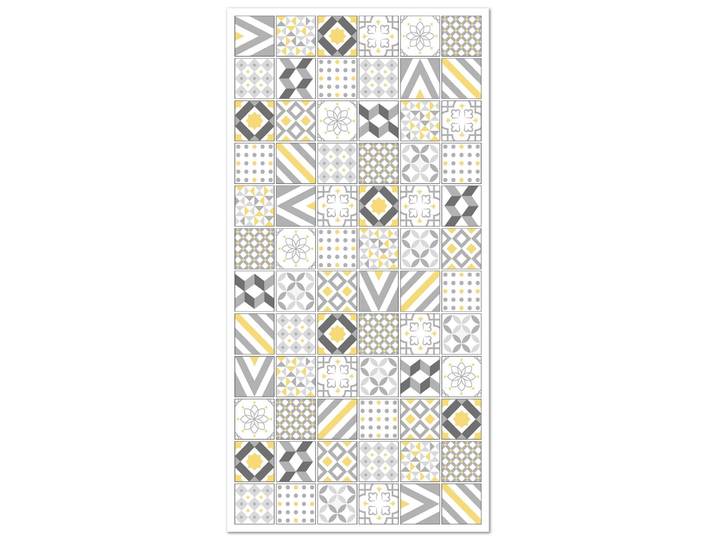 Tapis vinyle carreaux ciments love jaune 80x200cm