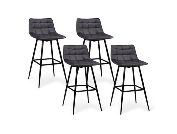 IDMarket - 4er-Set Barhocker Mady aus dunkelgrauem Samt